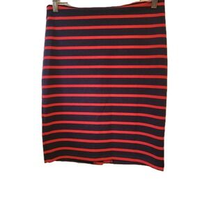 Olive And Oak Ladies Stretch Pencil Skirt 6 Blue Red Stripe Casual Business Work